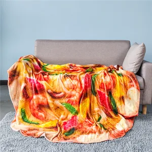 High Quality Custom Mexican Food Throw Blanket Soft Flannel Pizza Blanket