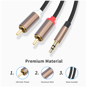 Câble RCA 1M 2M 3M 1/<span class=keywords><strong>8</strong></span> 2 RCA Mâle vers Mâle, <span class=keywords><strong>Adaptateur</strong></span> Audio Auxiliaire 3,5 mm Mâle, Répartiteur Son HIFI en Y pour Téléphone, Haut-parleur, MP3, HDTV - Product Image 4