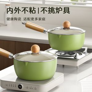 Ceramic Non Stick Milk Pot Single Serving With Lid For Gas And Induction Cookers Eco Friendly Hand Wash Only - Product Image 1