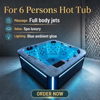 Vente en gros de jacuzzi extérieur pour 6 personnes avec jets de massage d'hydrothérapie, contrôle Balboa et coque en acrylique Aristech