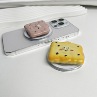 Cute Food Play Cookie Support de téléphone magnétique rétractable Fun Expression Cookie Poignée de téléphone magnétique