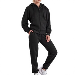 Ensemble de survêtement d'hiver personnalisé 2 pièces, sweat à capuche zippé et pantalon de jogging coupe classique, unisexe - Product Image 2