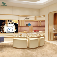 Vitrine de présentation de bijoux de luxe en acier inoxydable et verre/contreplaqué avec éclairage LED, présentoir écologique