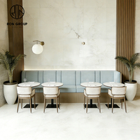 Muebles para Cafetería, Mesa y Juego de Sillas Redondas de Mármol, Semicirculares, para Restaurante, Cafetería, con Asientos Tipo Sofá