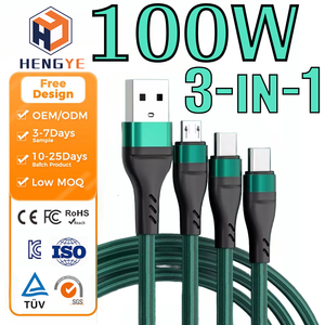 ที่ชาร์จโทรศัพท์แบบ<span class=keywords><strong>3</strong></span> in 1<span class=keywords><strong>สาย</strong></span> USB <span class=keywords><strong>สาย</strong></span>ไนลอนถักอลูมิเนียมอัลลอยด์3in1 6A ได้อย่างรวดเร็วกำหนดเอง - Product Image 1