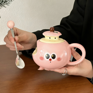 Mug en céramique créatif et mignon avec couvercle et cuillère, design Apple Ins Wind, pour la maison, le bureau, cadeau de Noël, provenance de Chine continentale - Product Image 5