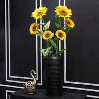 Tournesol artificiel en tissu jaune de haute qualité QiHao, 112 cm, pour la décoration de la maison et des mariages