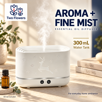Diffuseur d'arômes Two Flowers 300 ml avec minuterie 8h, design cerf, pour la maison, la chambre et le bureau