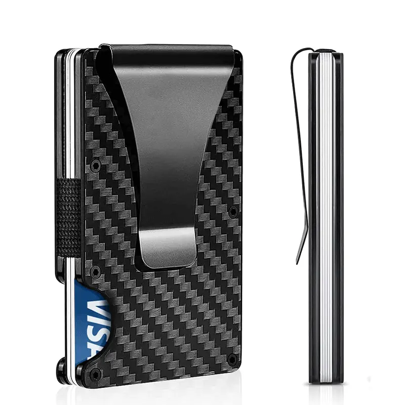 Fabrika doğrudan erkek karbon fiber kart durumda Metal alüminyum para klip RFID anti-hırsızlık kredi kart tutucu
