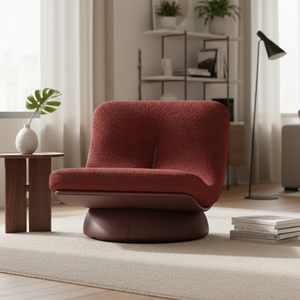 Poltrona Minimalista Italiana, Sedia Lounge Contemporanea in Tessuto, Arredamento Imbottito Girevole per Casa e Hotel - Product Image 1