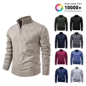 Fabricants de tricots sur mesure <span class=keywords><strong>Pull</strong></span> à <span class=keywords><strong>col</strong></span> <span class=keywords><strong>roulé</strong></span> mi-haut Tricot à manches longues Pulls Hauts <span class=keywords><strong>Pull</strong></span> à fermeture éclair quart pour <span class=keywords><strong>homme</strong></span> - Product Image 1