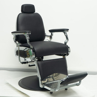 Fauteuil de Barbier Pivotant et Pliable de Luxe, Style Rétro Royal, en Cuir Synthétique, avec Fonction Massage