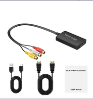 Konverter RCA ke HDTV Adaptor AV ke HDTV Mendukung 1080P PAL/NTSC Kompatibel dengan WII/WII U/PSone/PS2/Xbox