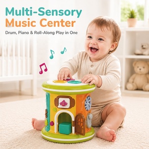 Tambour d'activités pour bébé, jouet musical d'apprentissage Montessori, jouet d'exploration sensorielle avec tri de <span class=keywords><strong>formes</strong></span> et développement de la motricité fine - Product Image 2