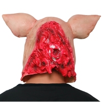 Masque intégral en latex de cochon zombie sanglant avec cou, effrayant, d'horreur, pour Halloween, cosplay, tendance, accessoire de fête costumée pour maison hantée