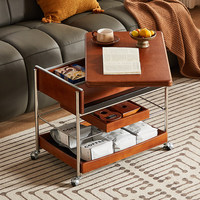 Table à thé pliante en bois massif de style chinois avec rangement, chariot mobile, petite table d'appoint carrée pour le salon