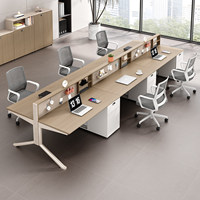 Bureau de bureau modulaire contemporain, simple et moderne, pour personnel, double poste quatre places, avec panneau perforé, porte-cartes et chaise de bureau