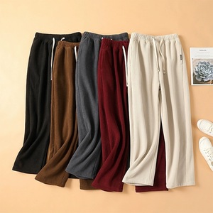 Women's Chenille Wide Leg Pants High Waist Casual Corduroy Pants Autumn Winter European Cotton Fleece Breathable Plus Size - Product Image 1