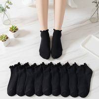 Chaussettes basses unies simples pour femme, noires et blanches, respirantes, absorbant la transpiration, décontractées, polyvalentes, en polyester