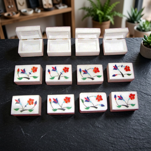 Floral Art Modern Square Christmas Jewelry Box Marble Mother Pearl Inlay Custom Packaging Red Mother Pearl Carton Packing - Product Image 3