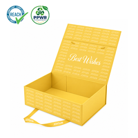 Boîte magnétique pliable de luxe avec poignée en ruban, logo UV sélectif, en carton rigide écologique, pour cadeau de mariage ou anniversaire
