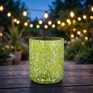 Pot à bougie en verre vert moucheté fait main, support rond pour bougie chauffe-plat, lanterne décorative pour la décoration intérieure - Product Image 2