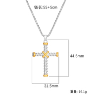 Collier pour hommes chrétiens avec pendentif croix en acier inoxydable plaqué or à la mode
