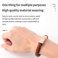 Kabel Data pengisi daya ponsel, kabel kulit portabel luar ruangan 1m PD Mini Micro USB gelang pengisi daya tipe-c Android IOS kabel C-C Port