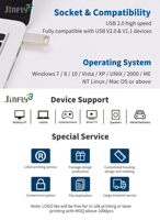 JINFLY Factory Direct USB Flash Drive 2,0 Memory Stick Pen Drive 512MB-512GB Capacidad Venta al por mayor Unidades Flash USB Nuevo