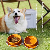 Mangeoire double pliable en silicone pour animaux de compagnie, de luxe, écologique, étanche, à suspendre, pour l'extérieur, accessoires pour nourriture et eau pour chiens
