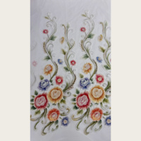 Kain Tulle Bunga Matahari 3D Besar Berhias Manik-Manik 4 Warna Gaun Vintage Qipao Kain Renda Berhias Manik-Manik