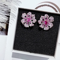 TIANSHE – boucles d'oreilles en forme de fleur en Zircon coloré, ensemble de bagues florales scintillantes pour femmes, bijoux de fête et de mariage