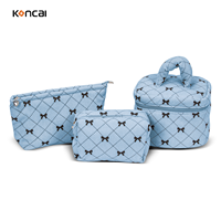 Tas Kosmetik Kain Corduroy Ringan KONCAI dengan Pola Kustom, Gaya Tas Jinjing Minimalis Sederhana untuk Sehari-hari