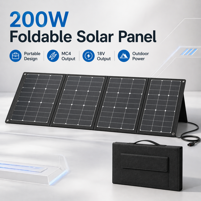 Portable 200W Foldable Solar Panel ETFE Monocrystalline Solar Charger with MC4 for Power Station