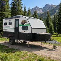 CAMPTRL Remorque de camping tout-terrain, petite caravane mobile pour le camping, remorque de voyage avec cuisine en acier inoxydable