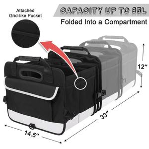 Organisateur de coffre de voiture imperméable en Oxford multi-compartiments 40x30x10cm, facile à installer, sac de rangement pliable pour voitures, SUV, berlines - Product Image 4