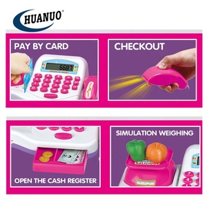 Calculadora de luz rosa <span class=keywords><strong>para</strong></span> niños, juguete de plástico con función de giro, <span class=keywords><strong>caja</strong></span> <span class=keywords><strong>registradora</strong></span>, supermercado - Product Image 3
