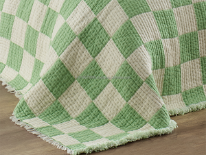 Couverture en mousseline tissée à l'intérieur de la fibre de coton 100% Couverture en coton volumineux et épais 160x220cm 62x86inch Plain Collection Blanket - Product Image 2