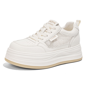 Baskets basses respirantes en maille blanche pour femmes, nouvelle collection été 2026, à plateforme et semelles épaisses, chaussures décontractées polyvalentes - Product Image 2