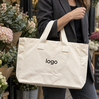 Tas Belanja Kanvas Logo Kustom 48x35x12 cm Warna Ivory untuk Pemilik Label Aksesoris, Persiapan Kit Presentasi Dealer Bermerek