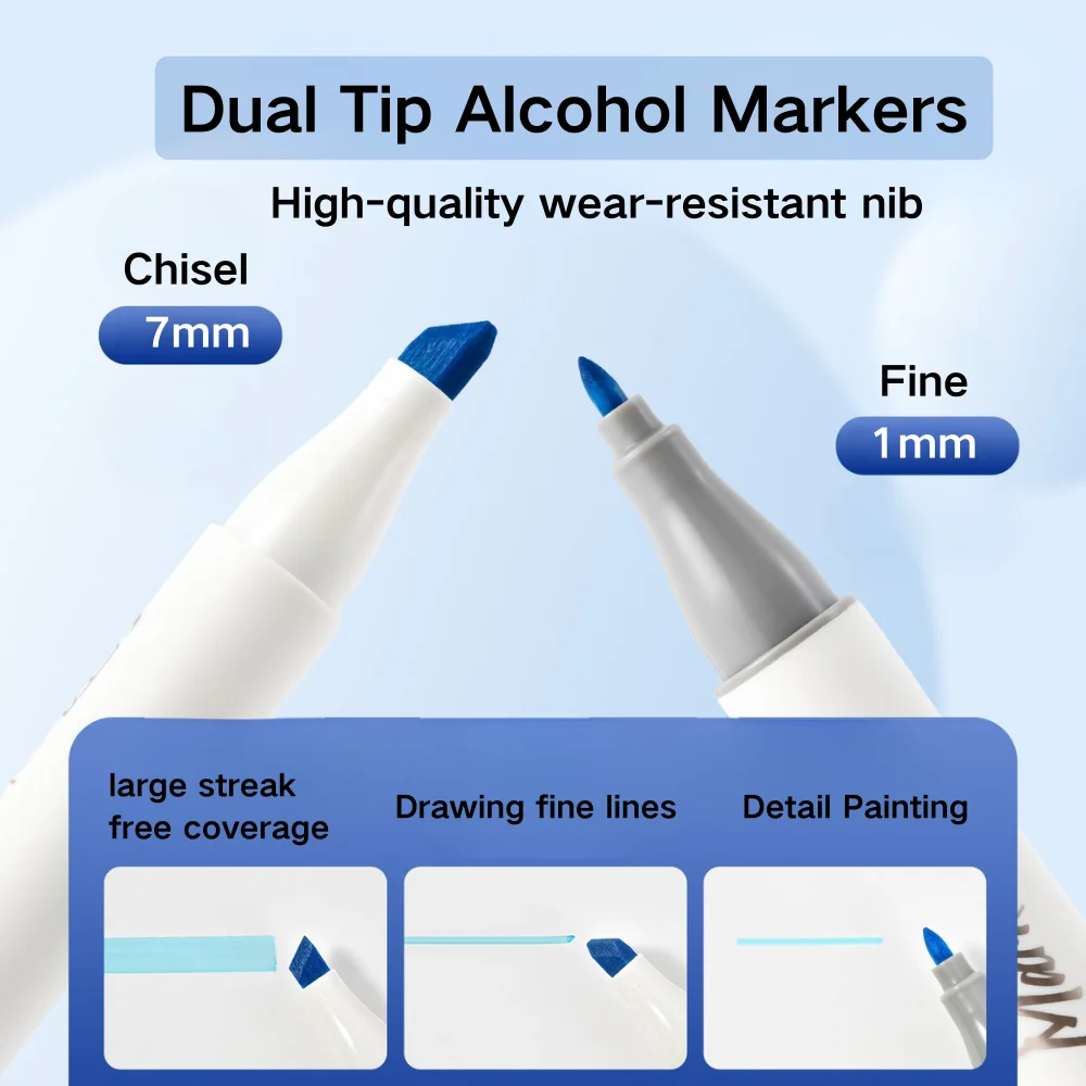 STA Alcohols Markers Brush Tip and Fine Tip Art Colored Markers 200colors Permanent Pen Non Toxic Art Sketch Drawing Marker Pen