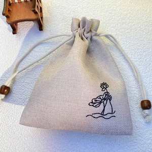 Sacs en lin à cordon de serrage personnalisés, couleur et logo sur mesure, pochettes cadeaux en jute naturelle, écologiques, réutilisables, pour usage quotidien, personnalisables - Product Image 4