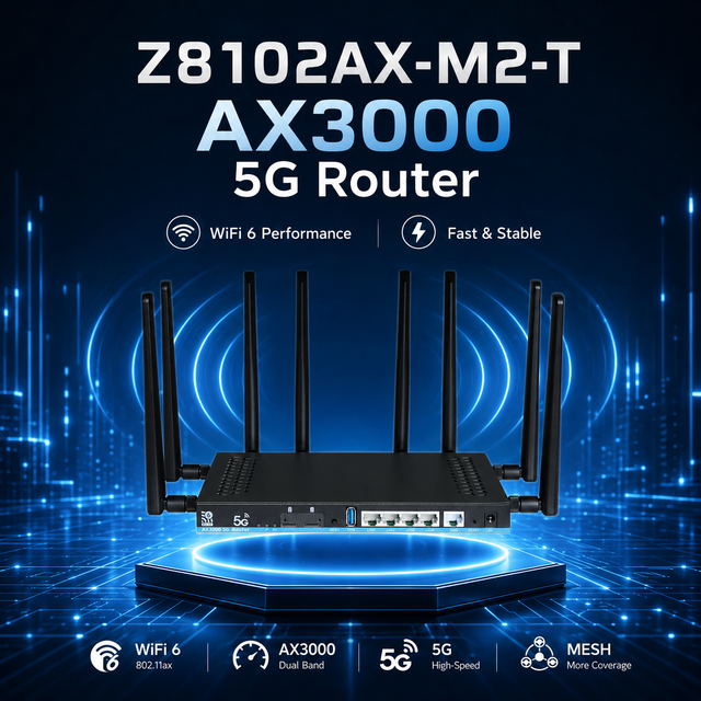 Factory Wholesale 5G CPE Router AX3000 Dual Band WiFi 6 OpenWrt Router with High Gain Antennas