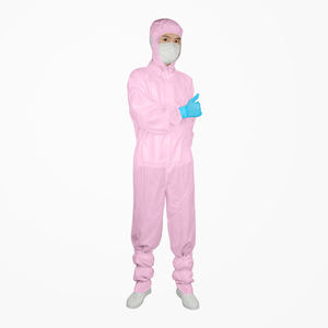 بدلة واقية خفيفة الوزن مضادة للكهرباء الساكنة بخطوط وردية مع شبكة للأذن لمصانع الإلكترونيات - Product Image 4