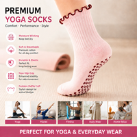 Chaussettes de Pilates personnalisées haut de gamme à faible MOQ, avec logo OEM, en coton, antidérapantes pour le yoga, chaussettes de sport avec broderie, pour jeunes