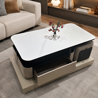 Table basse rectangulaire en bois minimaliste italienne avec rangement pour salon moderne, meubles de maison