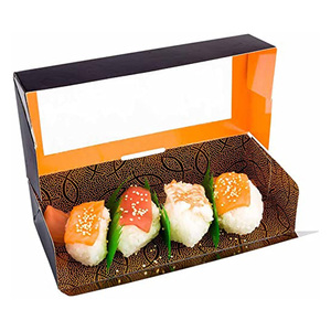 eco friendly Biodegradable Food Grade container takeaway Japan Sushi togo Packaging paper Box With Clear Plastic Lid