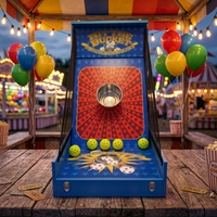 Jeu de lancer de balles de carnaval avec seau en bois écologique, stand de lancer personnalisable avec logo couleur pour location commerciale et foires