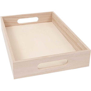 Plateau en bois durable, plateau de service en bois naturel, parfait pour l'organisation de la cuisine et de la table à manger, présentoir décoratif, boîtes artisanales en bois - Product Image 1