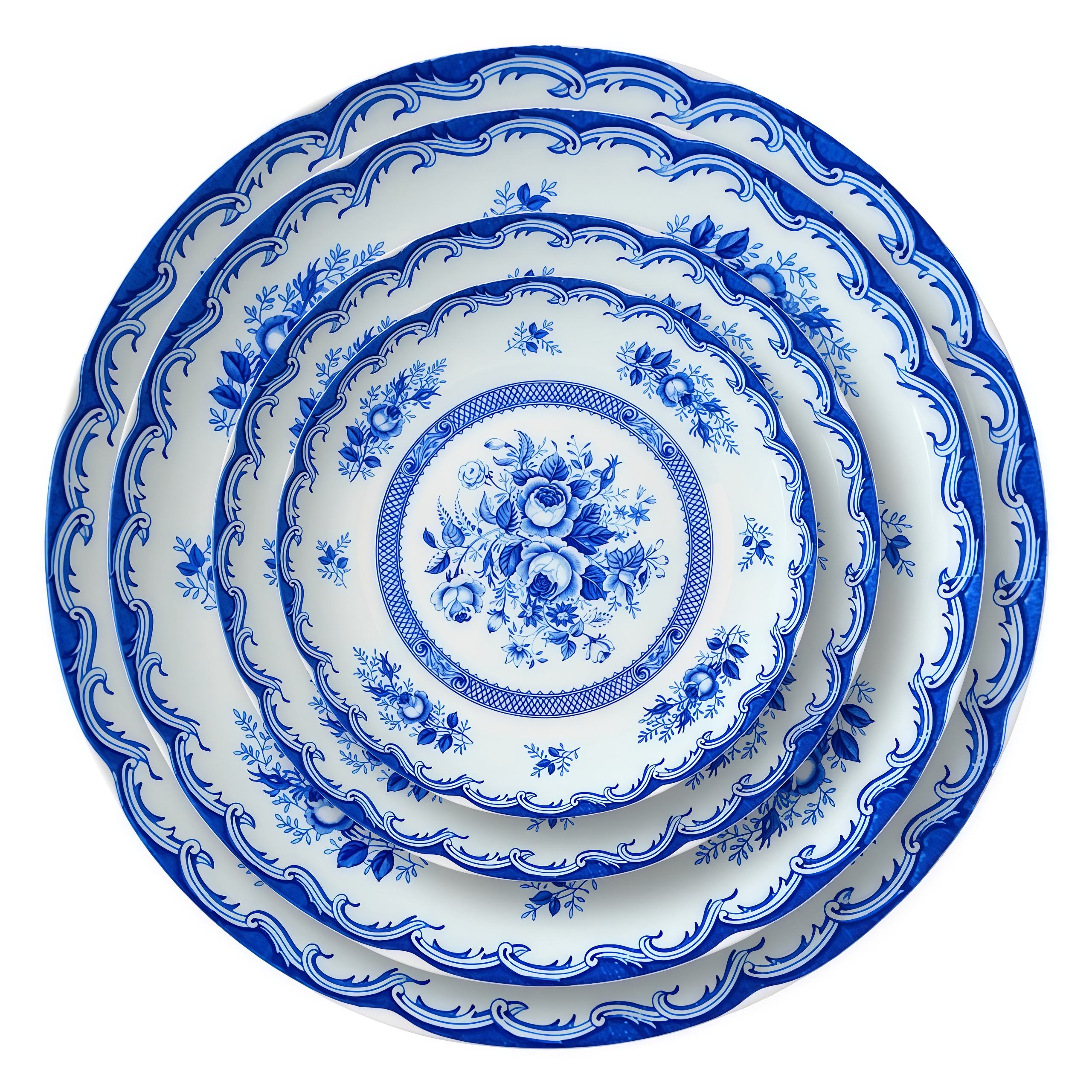 Assiette Florale Bleue